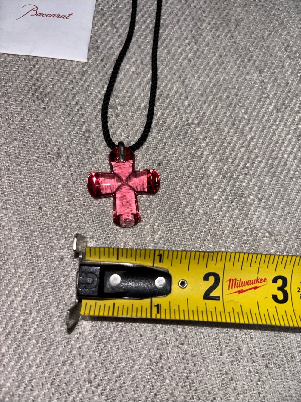 BACCARAT Pink Crystal Cross Pendant Necklace with Box - Picture 4 of 5